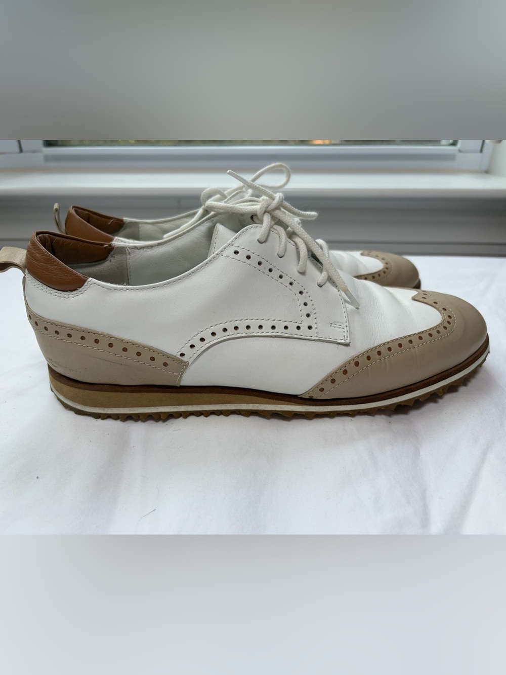 Walter Genuin Cosmic Calf woman's leather golf shoe made in Italy wingtip sz 40